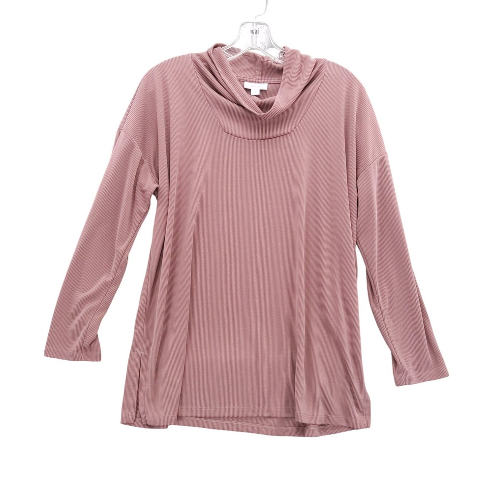 Pure Jill Tunic Top Cowl Neck Ribbed Knit Long Sleeve Tencel Modal Petite M